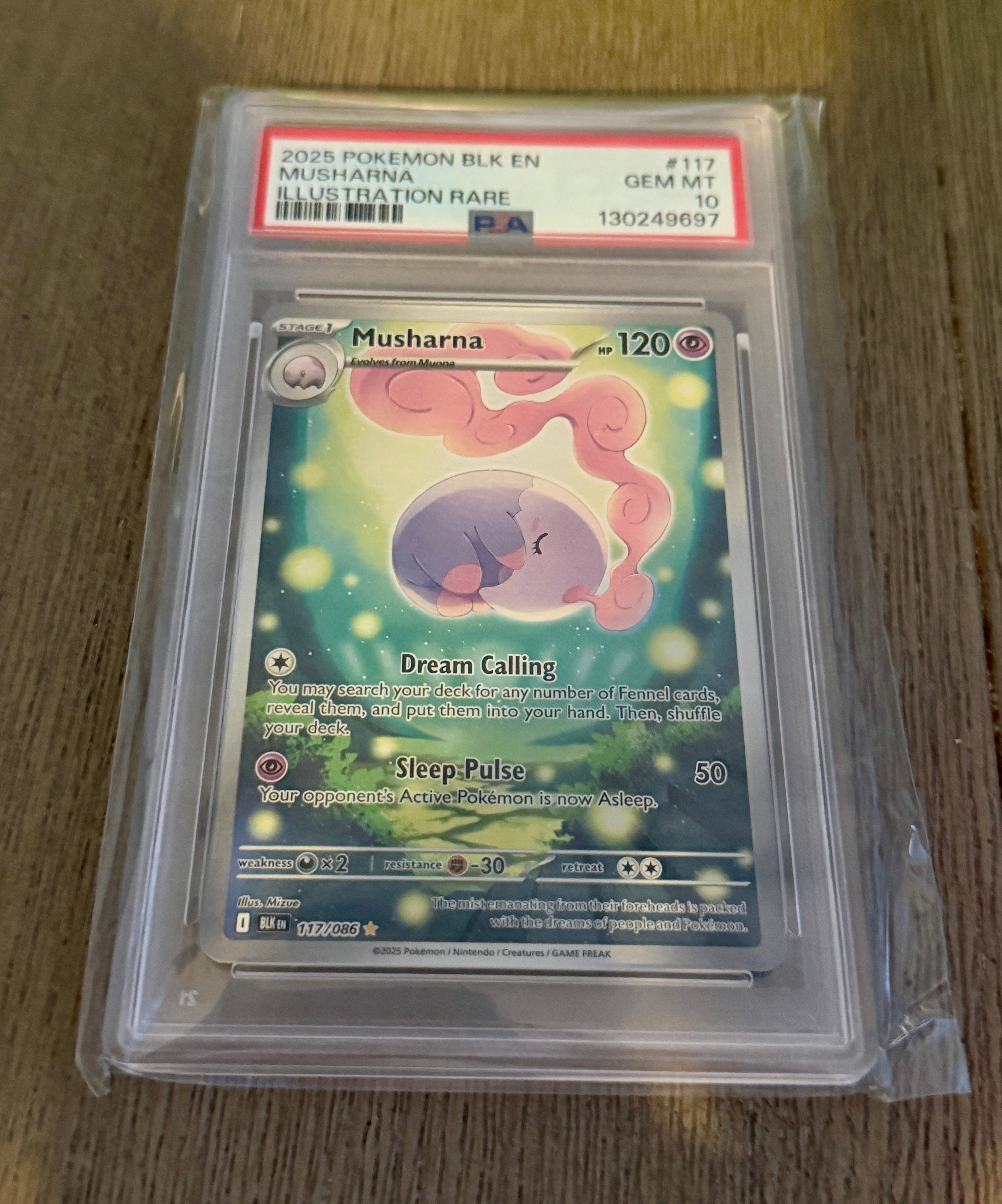 PSA 10 Gem Mint Musharna 117/086 Illustration Rare - SV Black Bolt Pokemon Card